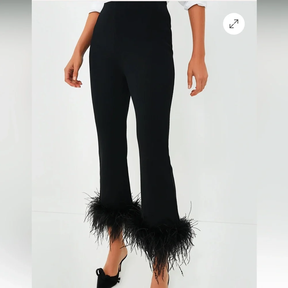 Black Feather Compression Knit Ashford Pants - Picture 1 of 9
